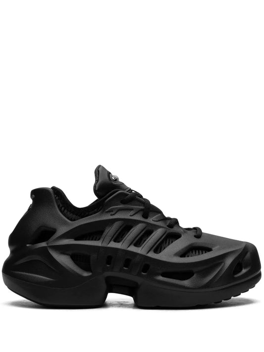 Black adidas running sneakers with sculpted ventilation panels and lace-up front