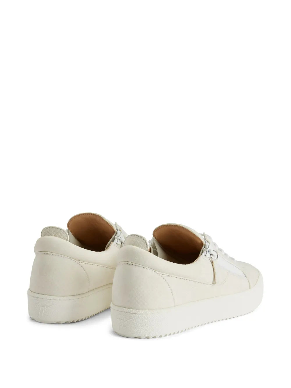 Giuseppe Zanotti Frankie cream low-top sneakers with lace-up and stitched heel