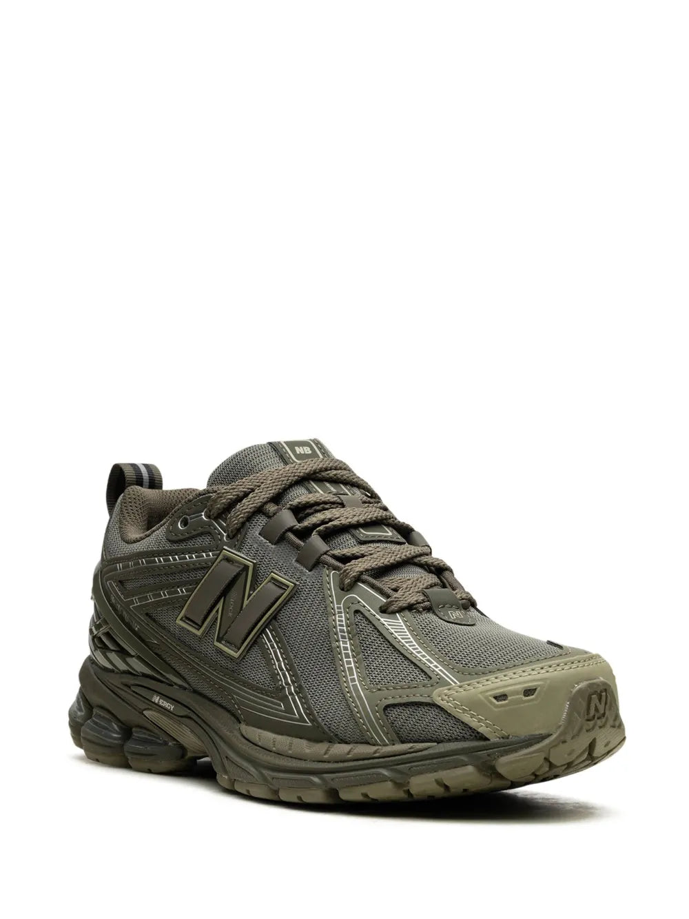 New Balance 1906R dark moss lace-up sneaker, mesh upper with N logo, padded heel