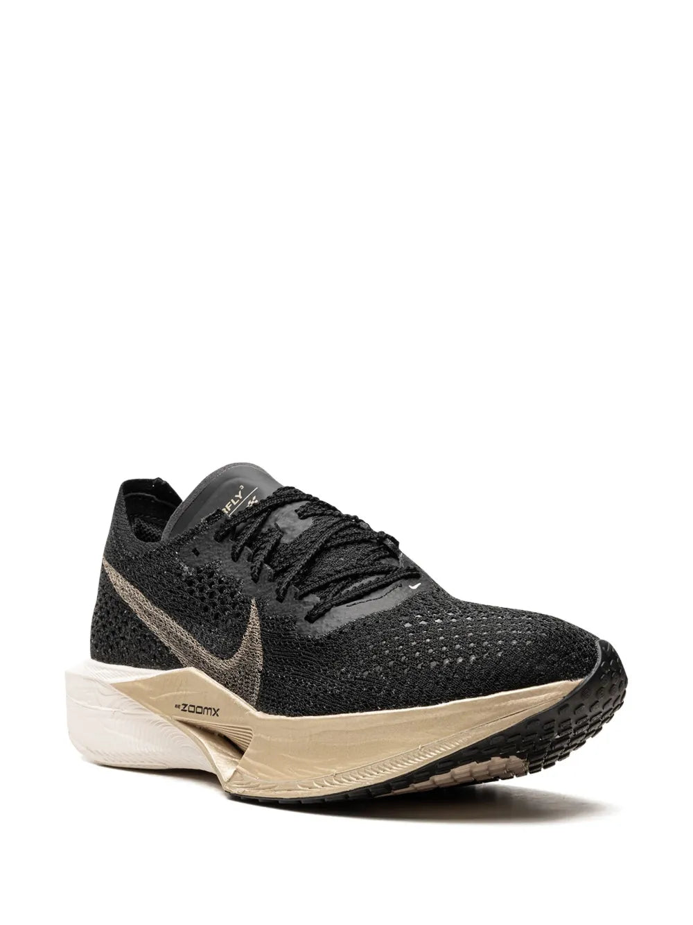 Nike Zoomx Vaporfly Next% 3 black sneaker, gold swoosh, beige sole