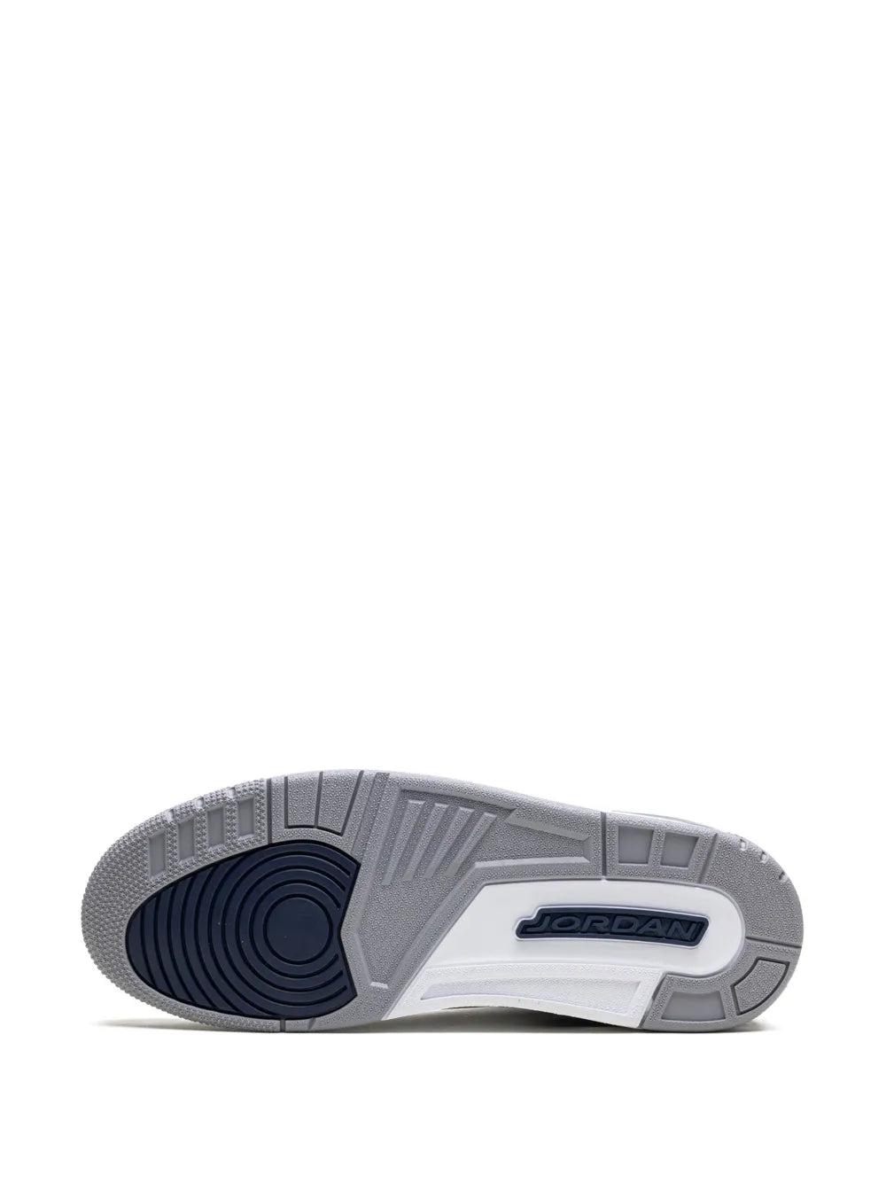 Rubber sneaker outsole with JORDAN branding and tread pattern