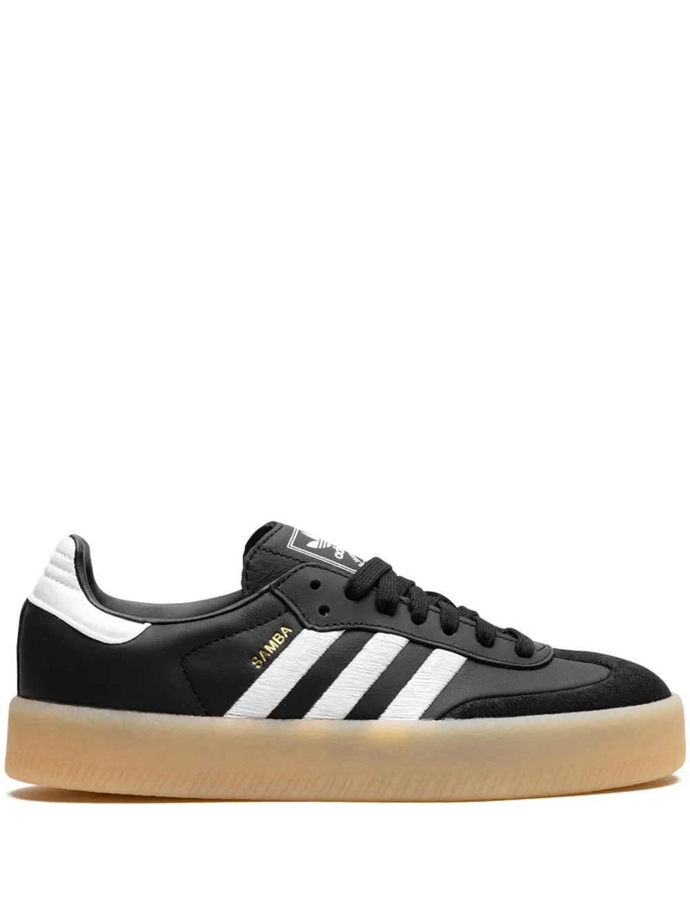 adidas Samba low sneakers, black with white stripes and gum sole