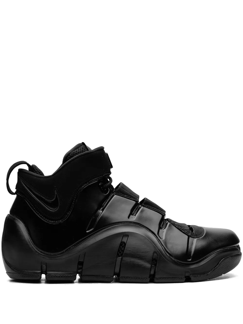 Nike Black high-top basketball sneaker with swoosh and hook-and-loop straps