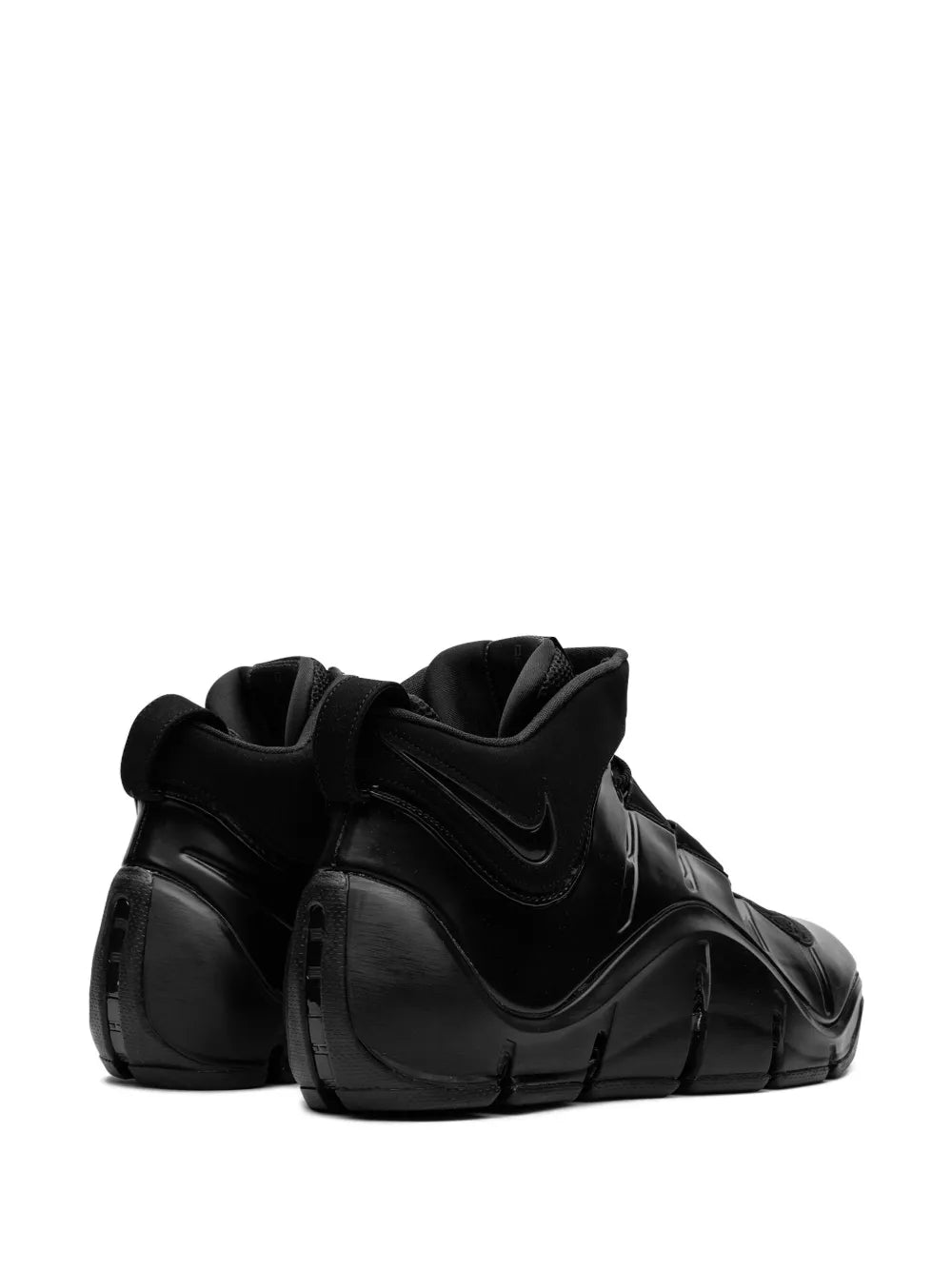 Nike Black high-top basketball sneaker heel cup with lace-up and strap details