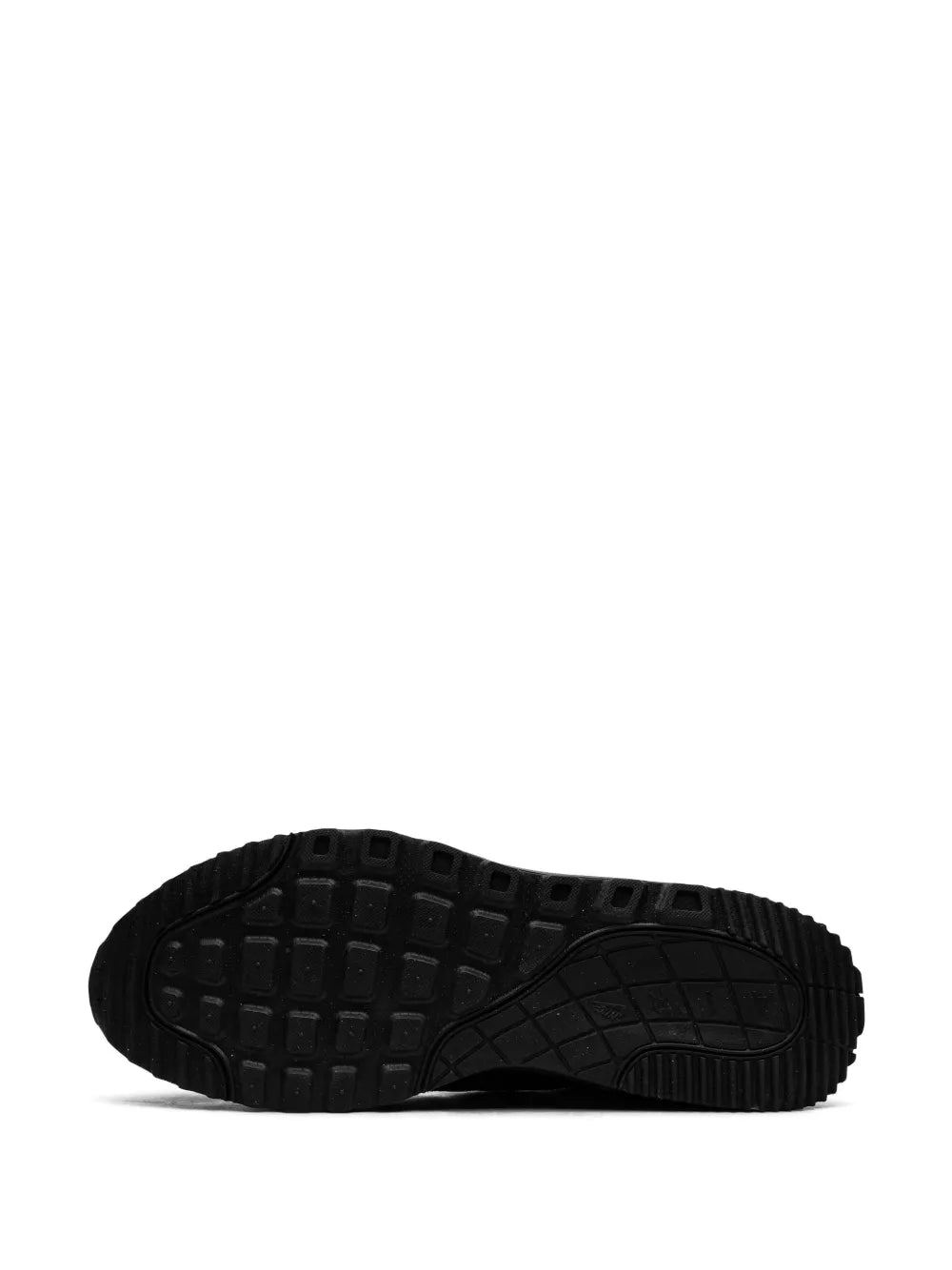Black outsole of running sneakers with patterned traction tread