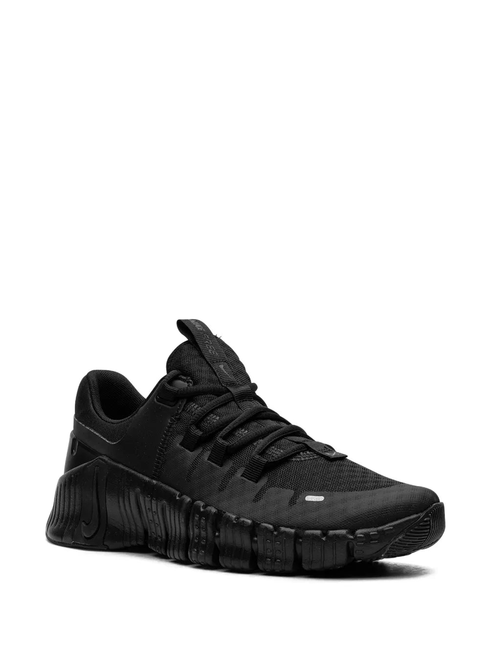 Nike Free Metcon 5 black lace-up training shoe, side profile with sculpted midsole