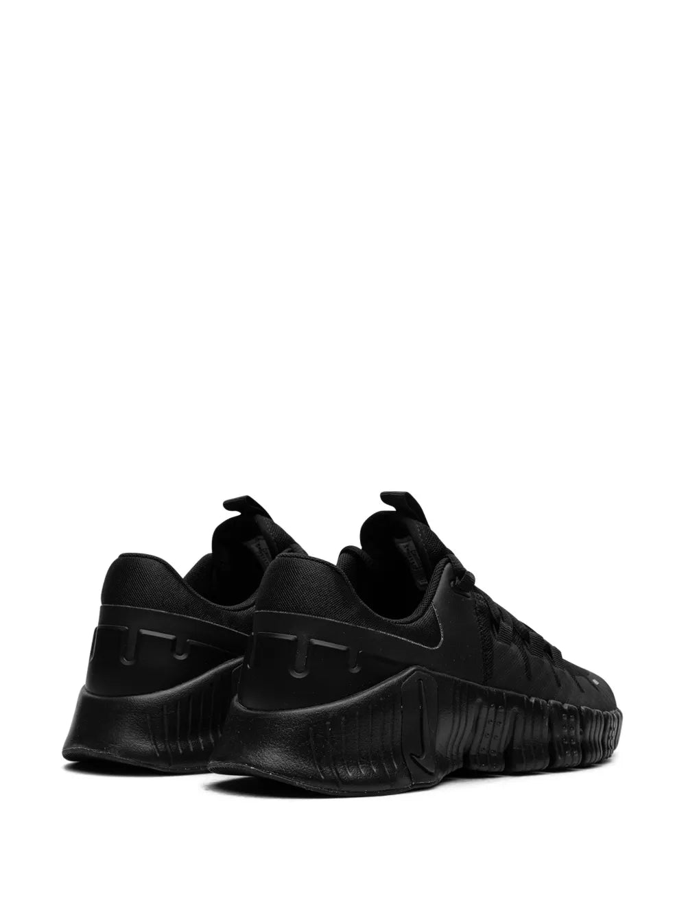 Nike Free Metcon 5 black training shoe, heel and side view