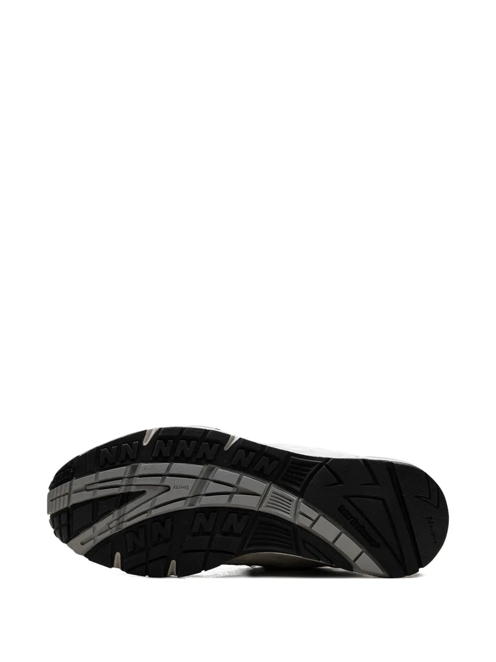 Treaded rubber outsole for New Balance 991 sneakers, textured for traction