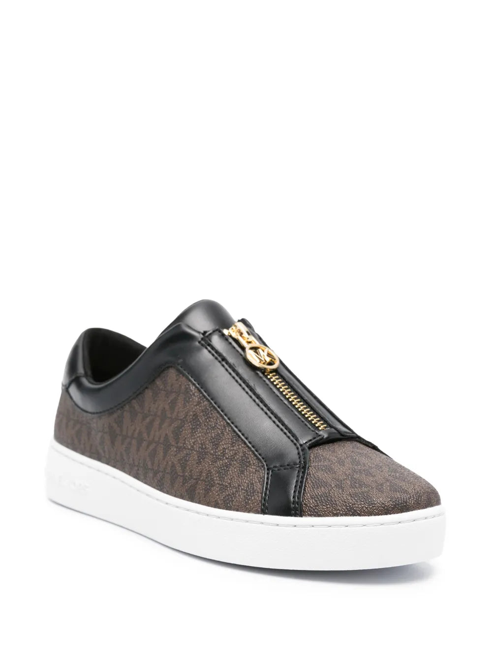 Michael Michael Kors Keaton logo-print sneakers, black, brown with gold side zipper