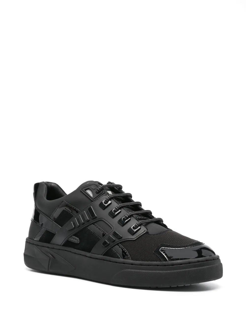 Hide&Jack Mini Silverstone black low-top sneakers, lace-up with textured paneling