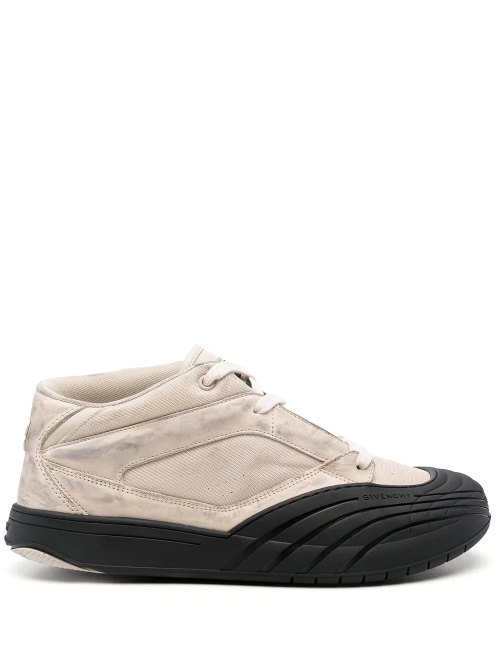 Givenchy skate sneakers, light beige upper with black rubber sole and side panel