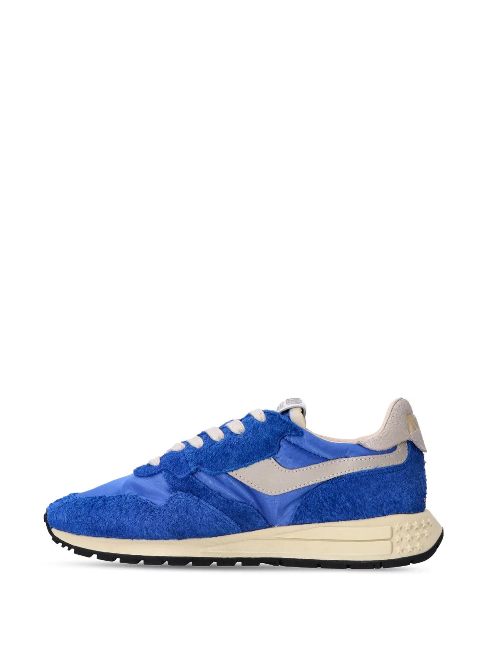 Autry Reelwind low-top chunky sneakers in blue suede with beige midsole and white laces