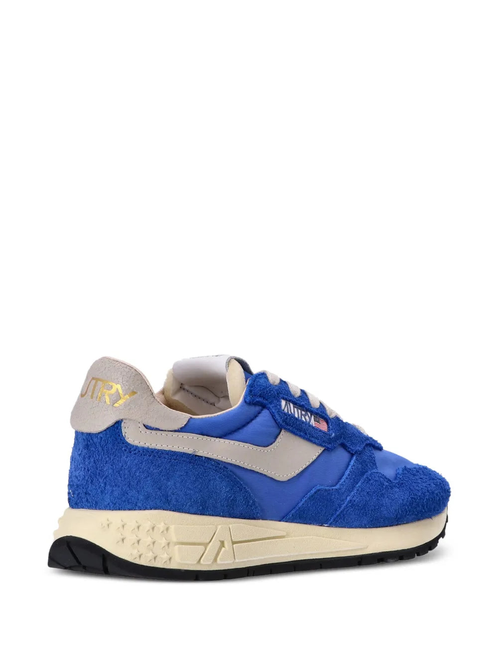 Autry Reelwind low-top chunky sneakers, blue suede with beige heel tab and white laces