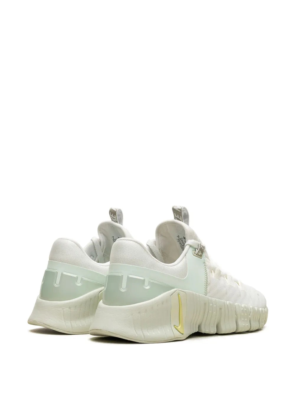 Nike white training shoe with mint heel tab and chunky ribbed sole