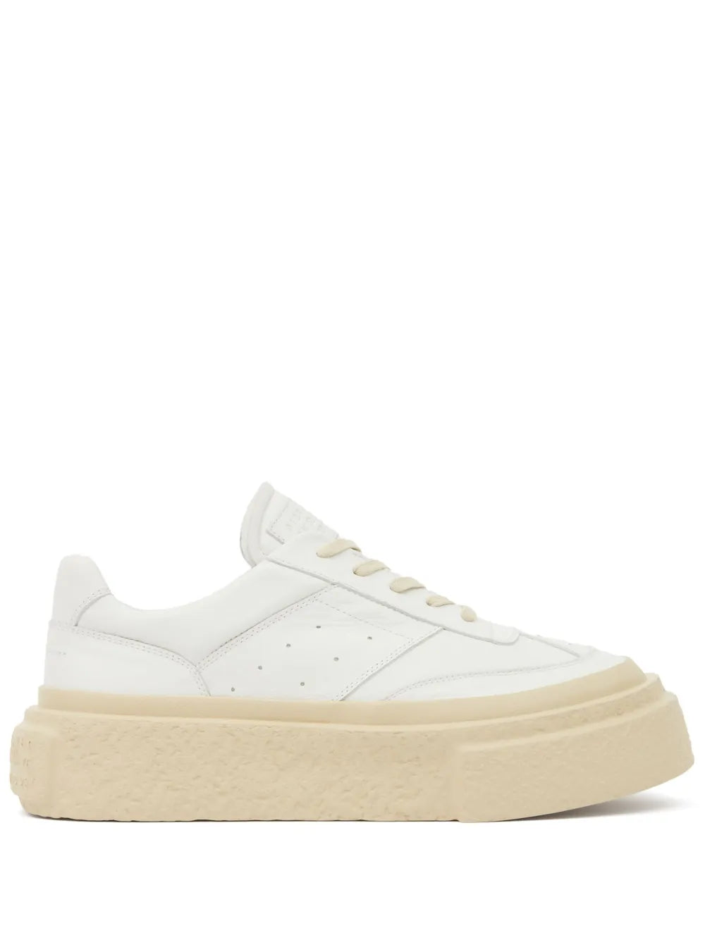 Mm6 Maison Margiela chunky leather sneakers in white with lace-up and platform sole