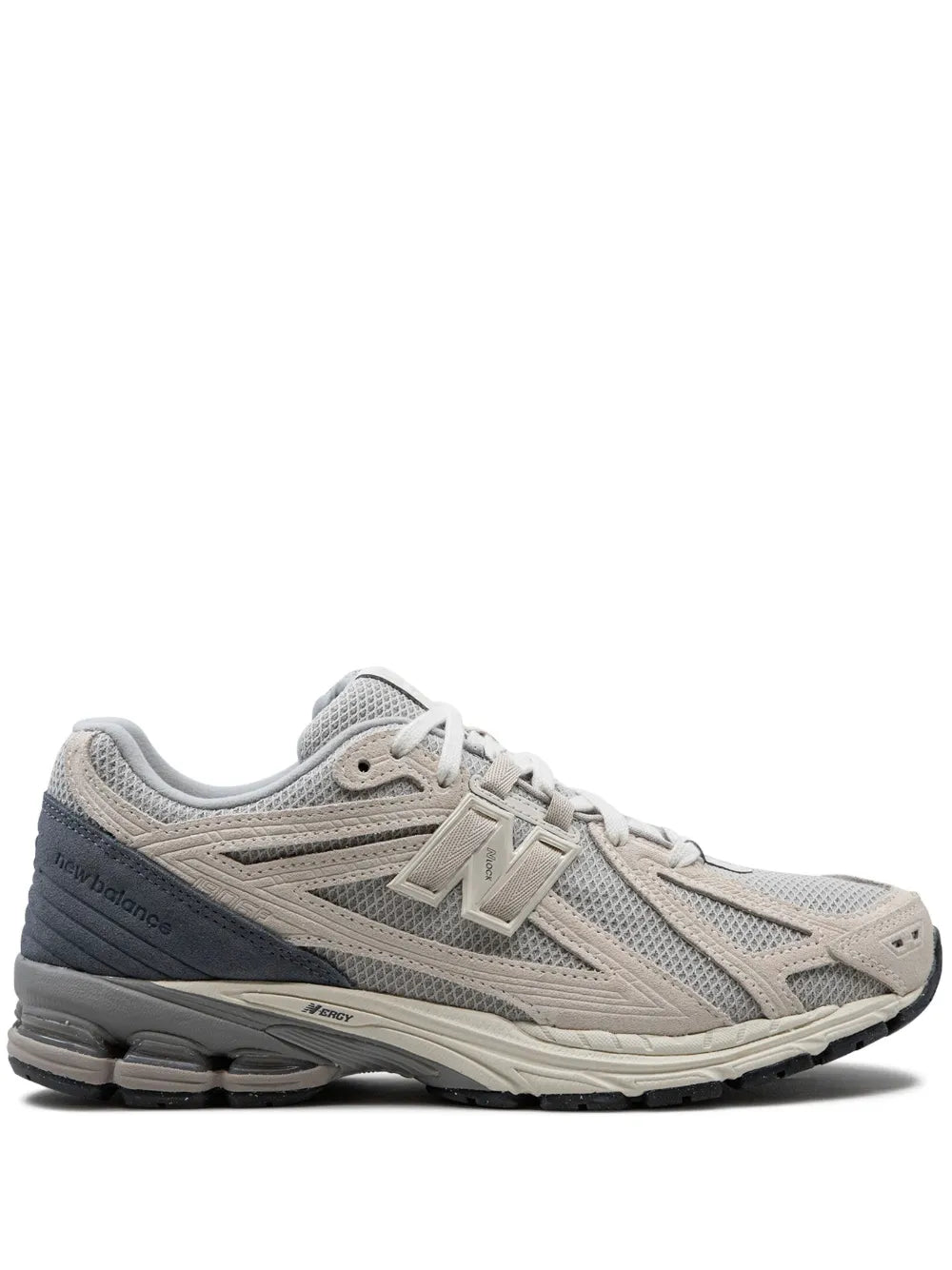 New Balance 1906F light grey linen sneakers, lace-up with dark rubber sole