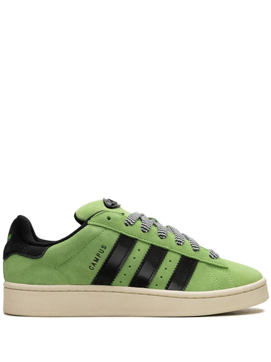 Green adidas Campus 00S low sneakers with black stripes and lace-up