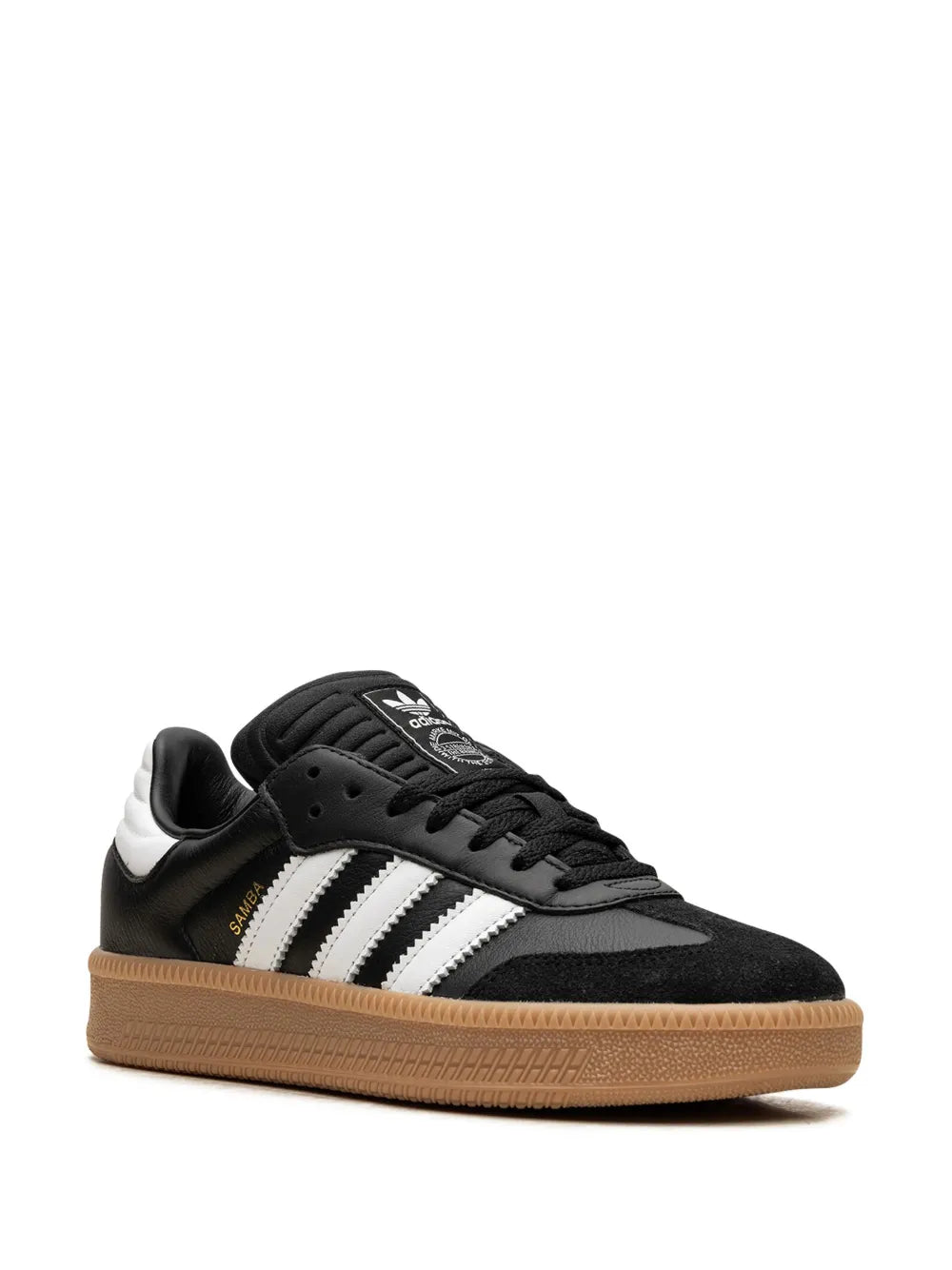 Black adidas Samba XLG low-top sneaker with white triple stripes and gum sole