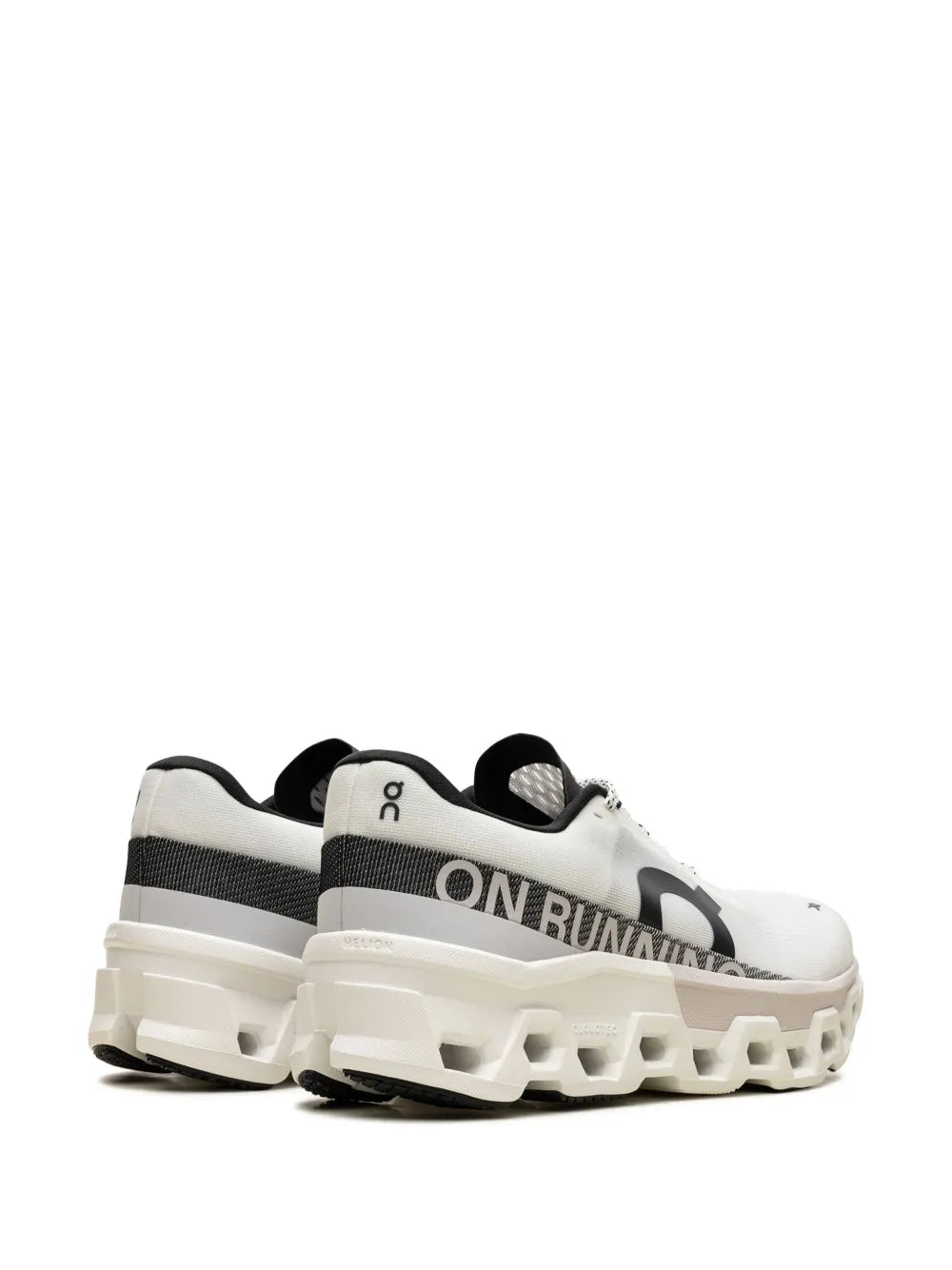 On running shoe white with black heel tab and side logo, CloudTec sole