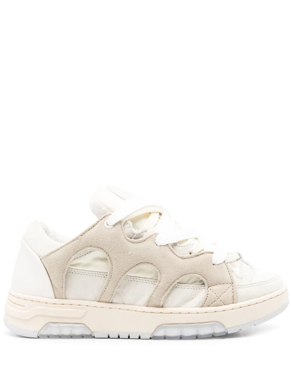 Paura logo-debossed low-top sneakers, white leather look, lace-up with cushioned sole