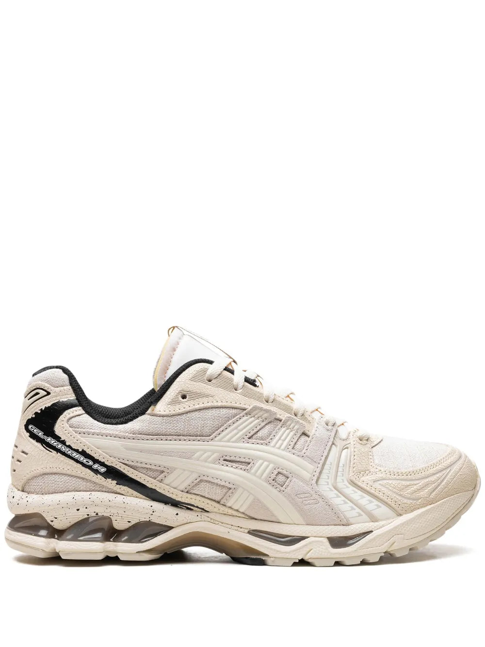 Asics Gel-Kayano 14 panelled sneakers, white with black accents, lace-up