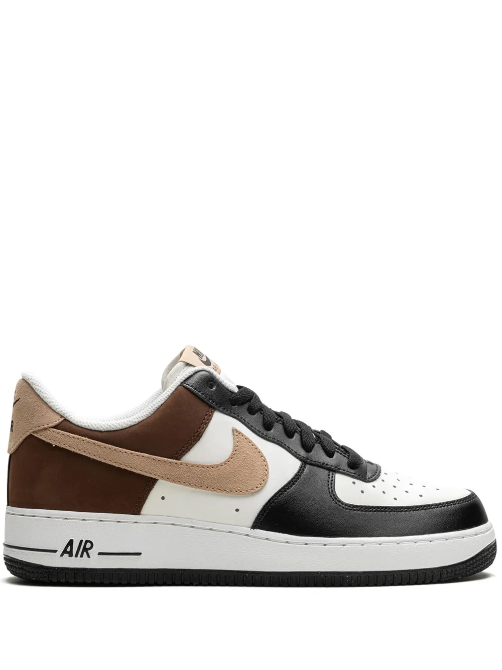 Nike Air Force 1 Low 07 Mocha low-top sneakers, brown/black/white with tan swoosh