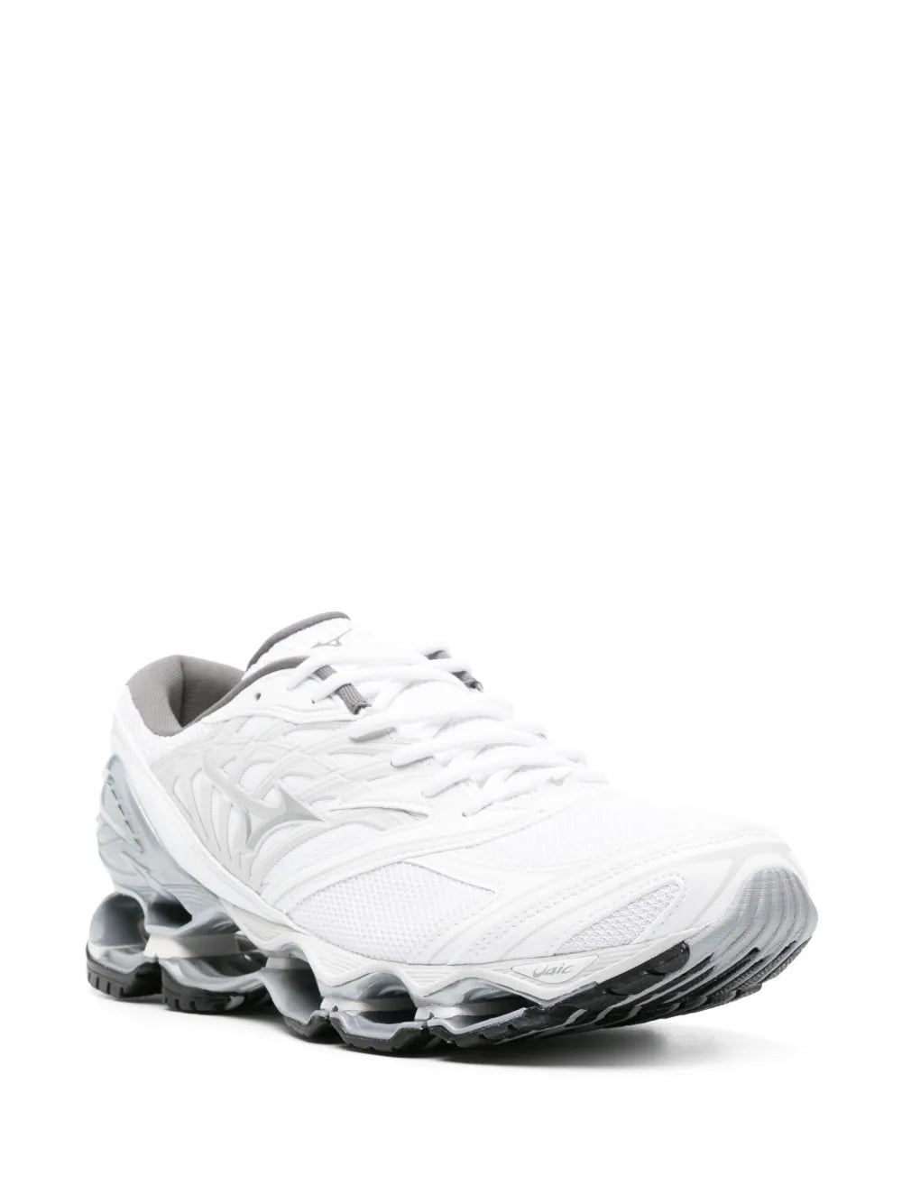 Mizuno Wave Prophecy sneakers, white upper and grey air-cushion sole with tread
