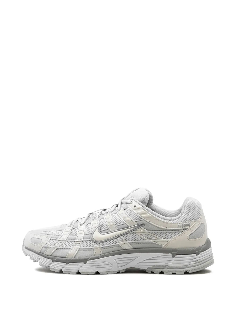 Low-top lace-up sneakers, white mesh with light gray Swoosh and chunky midsole