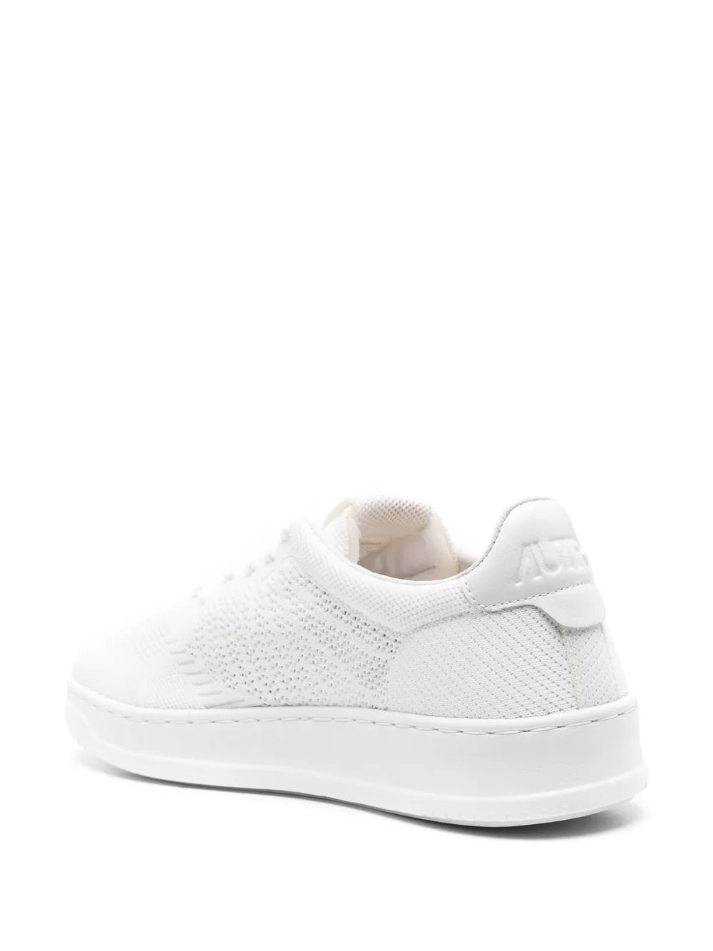 White knit low-top sneakers with padded collar and Autry heel tab