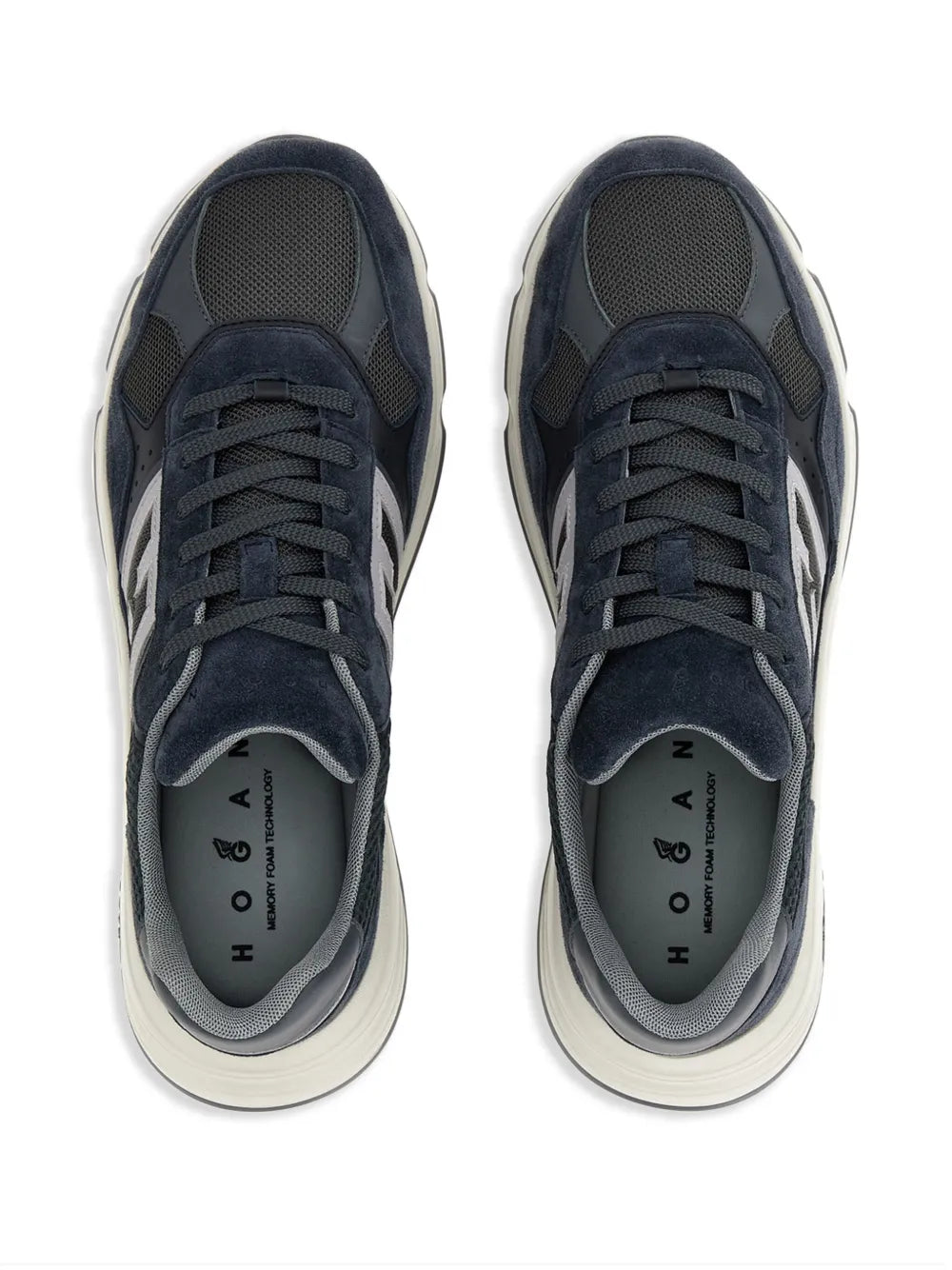 Hogan Hyperlight low-top sneakers, front view, dark navy with light trim