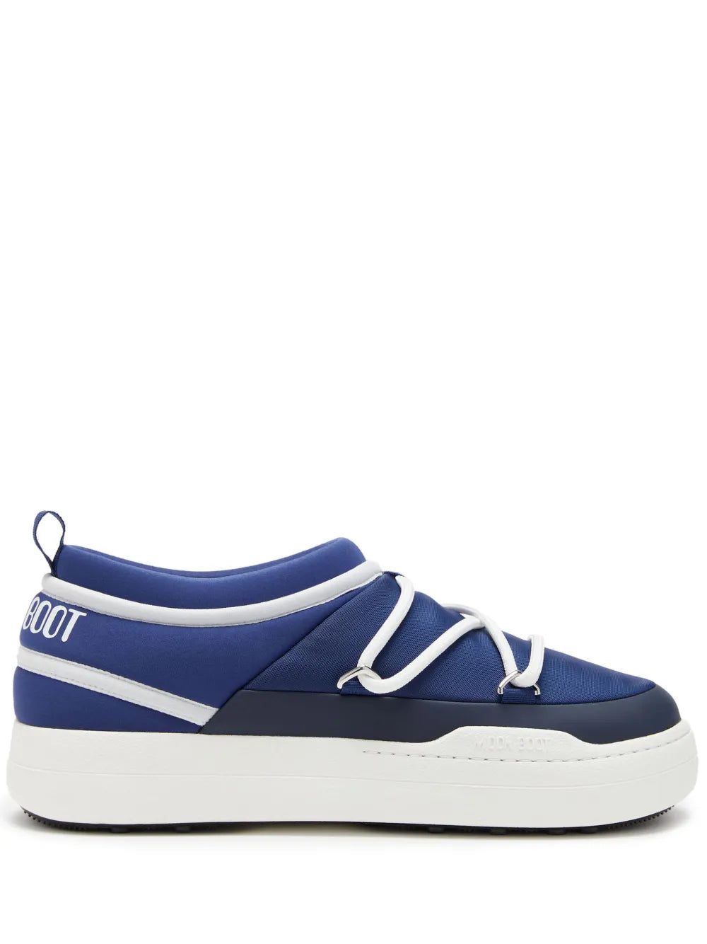 Navy blue logo-print sneakers with white laces and side logo stripe