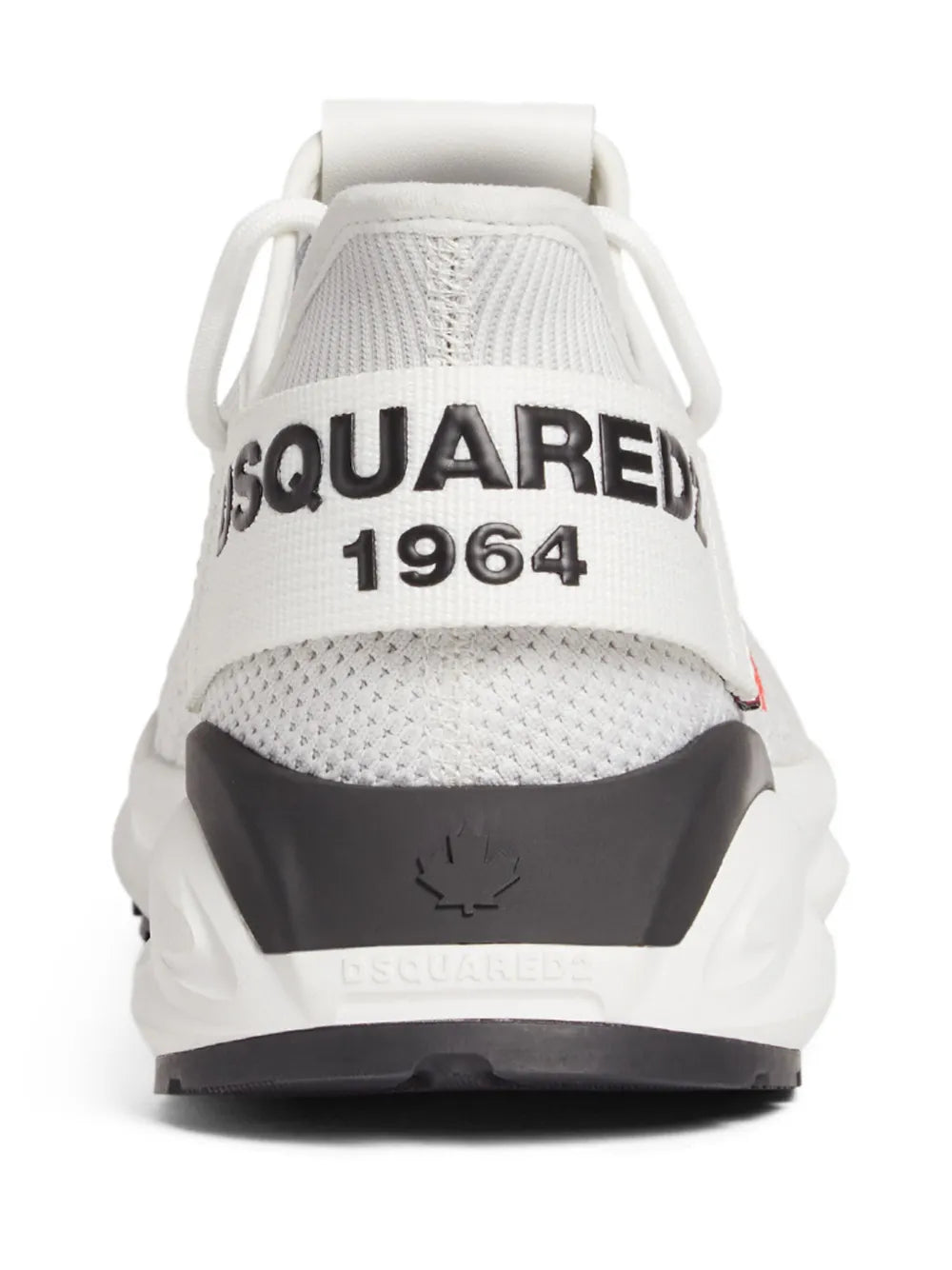 White Dsquared2 low-top sneakers, heel with "DSQUARED" 1964 text and black trim