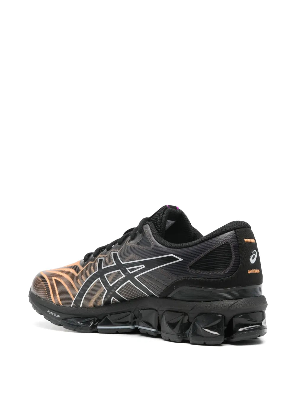 Asics Gel-Quantum 360 Vii running sneakers, black and orange patterned heel