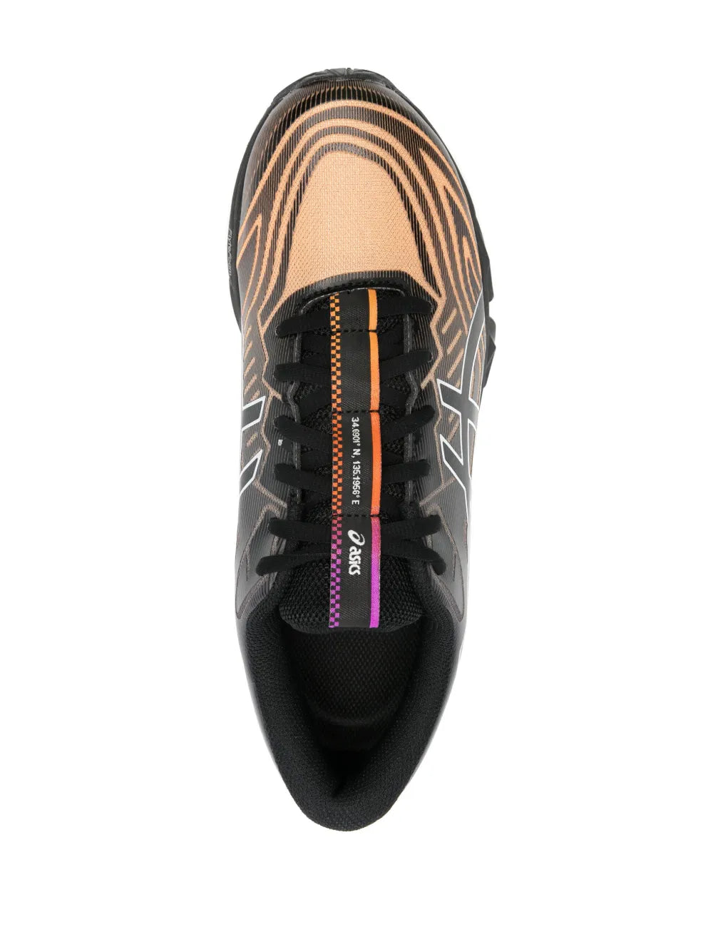 Asics Gel-Quantum 360 Vii sneakers, black tongue with orange circular stripe laces