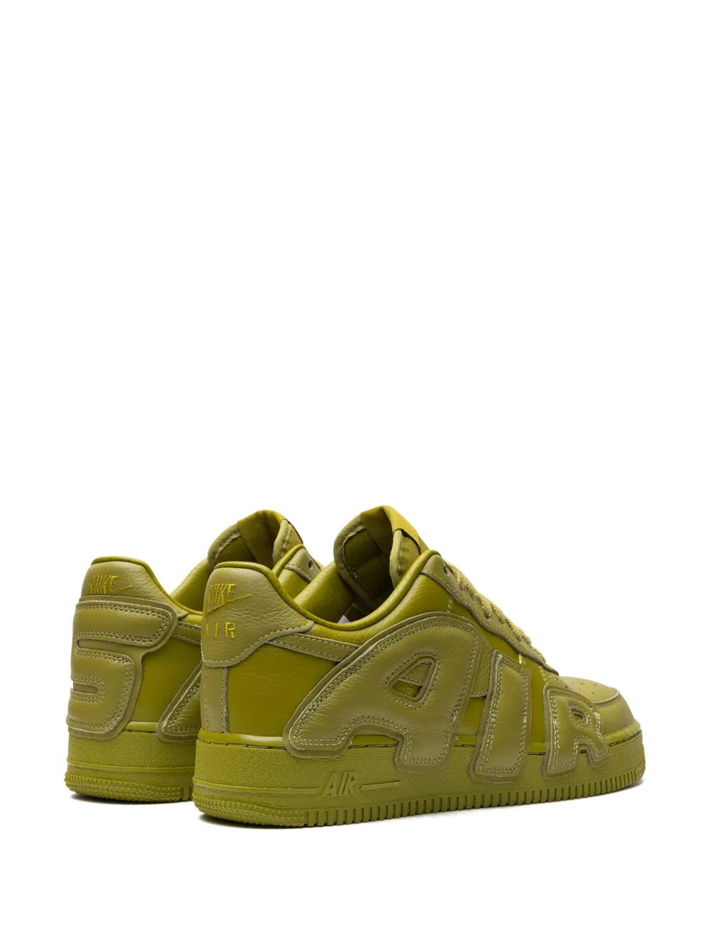 Moss green low-top sneakers side view, lace-up design with padded collar