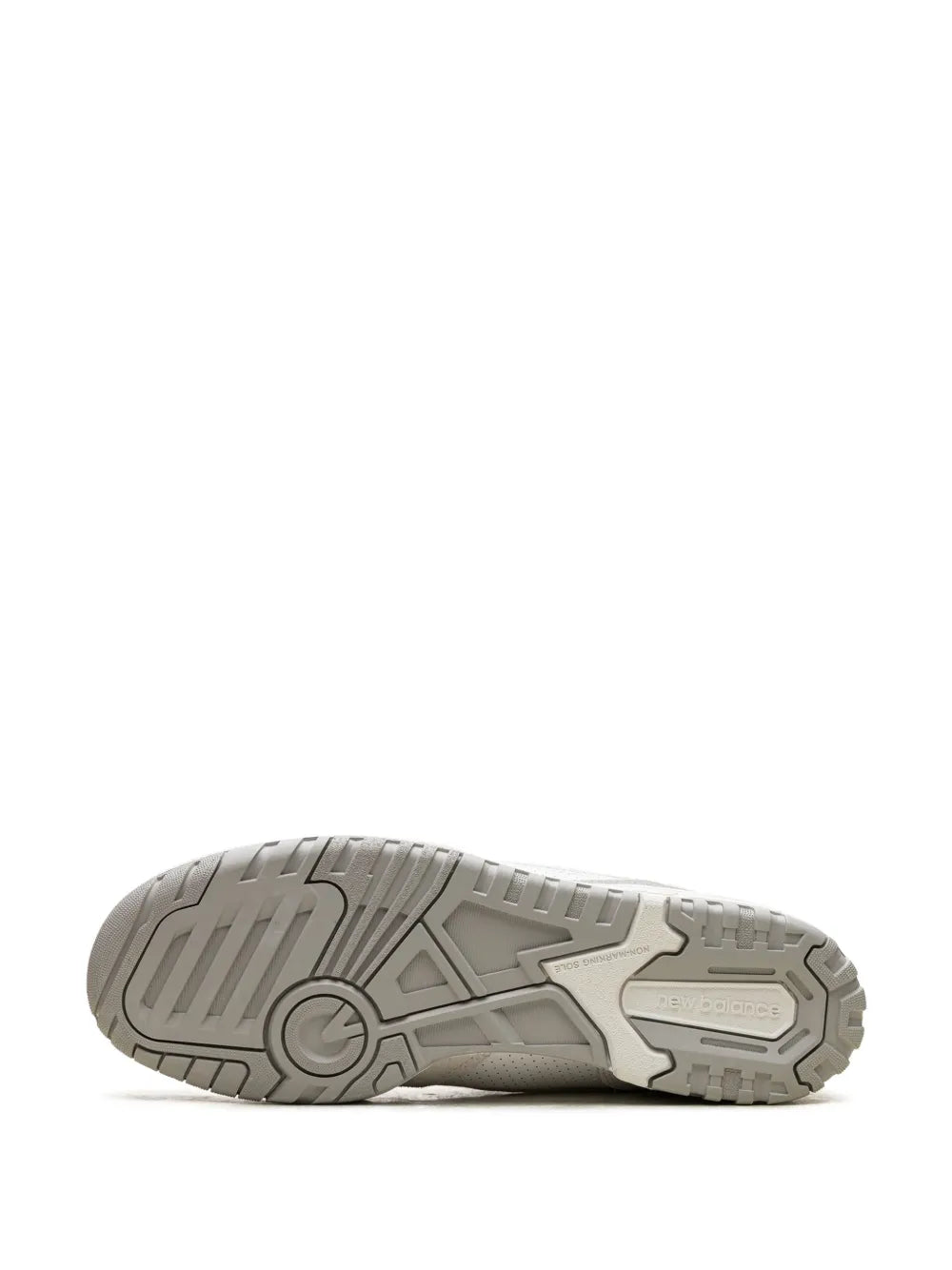 White high-top New Balance 650 outsole tread, gray lug pattern