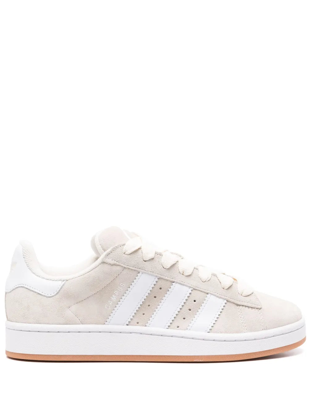 adidas suede low-top sneakers in off-white with three stripes and lace-up closure
