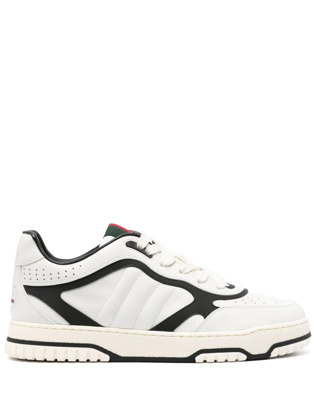 Gucci Re-Web low-top sneakers in white with black side stripe and lace-up front