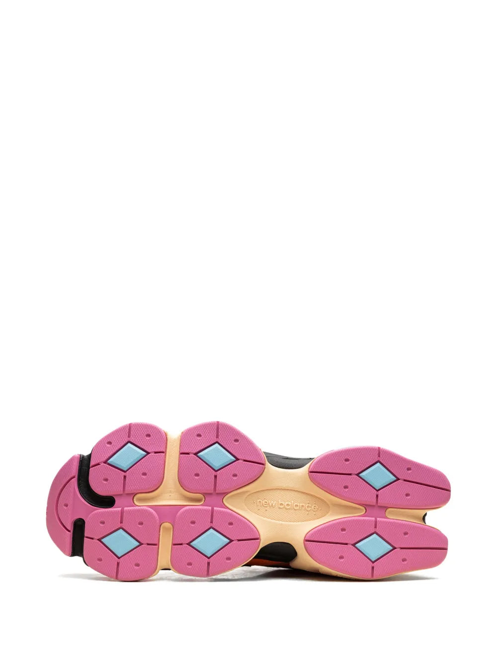 9060 sneaker outsole in pink and beige with hex tread pattern