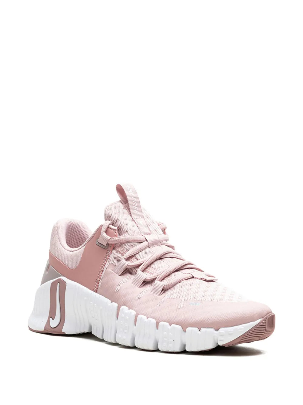 Nike Free Metcon 5 pink lace-up sneakers with textile upper and chunky white sole