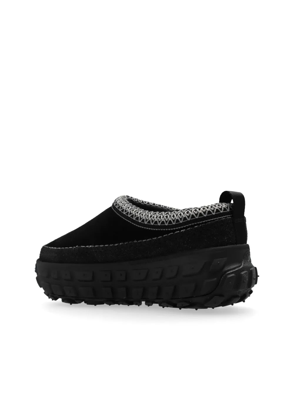 Black UGG Venture Daze slip-on sneaker with patterned collar trim and chunky outsole