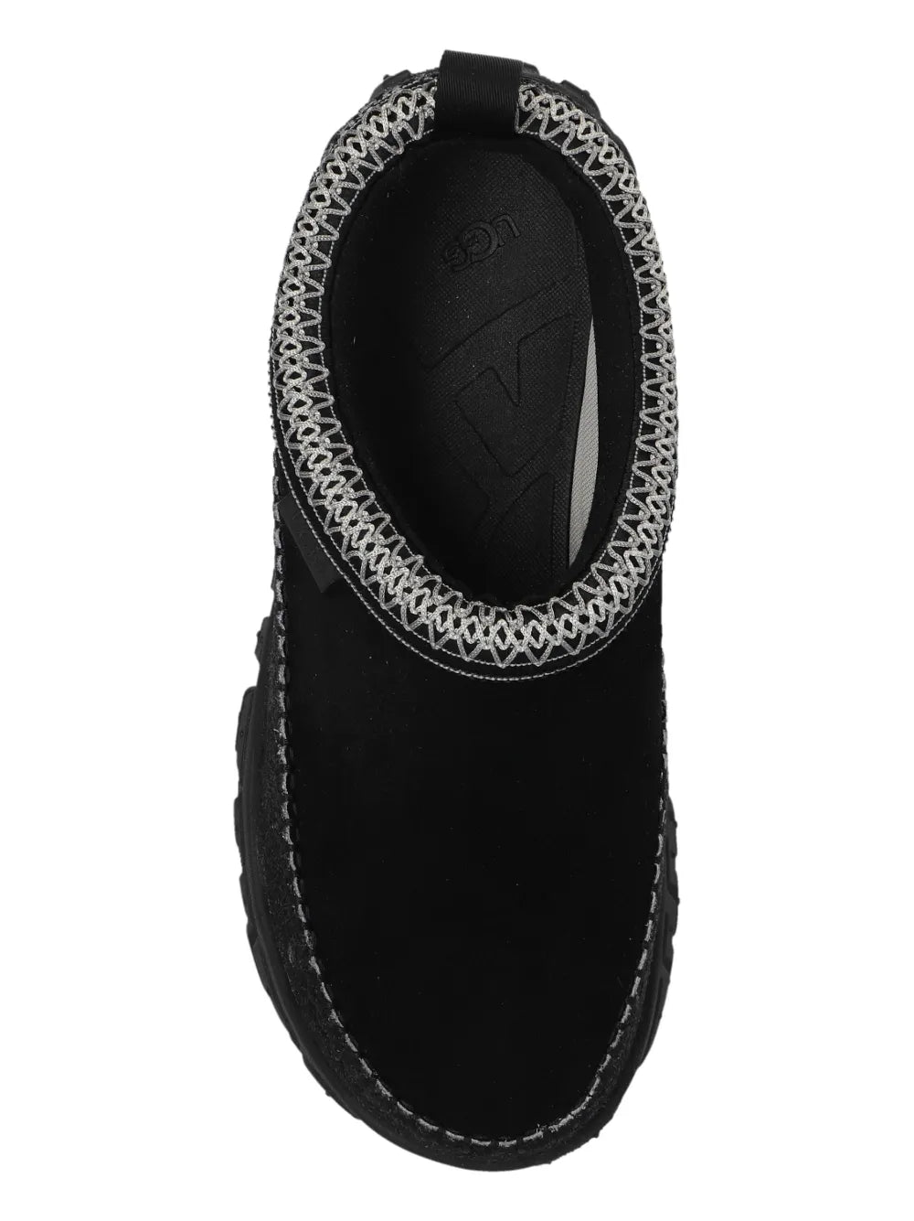 Black UGG Venture Daze suede slip-on shoe, top opening and side profile view