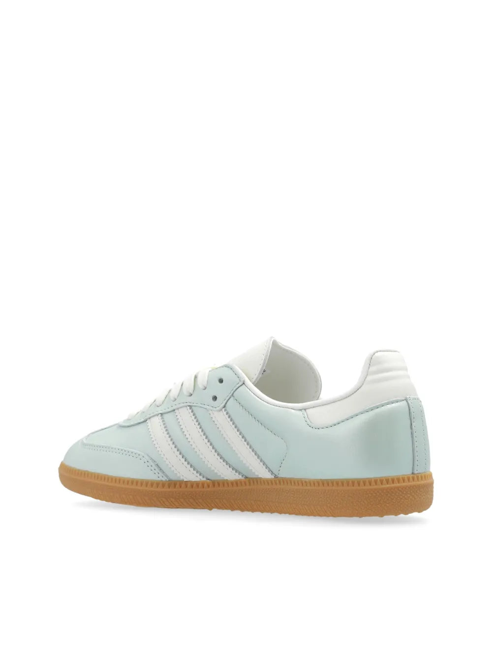Light blue women's adidas Samba OG sneakers with white uppers and gum sole