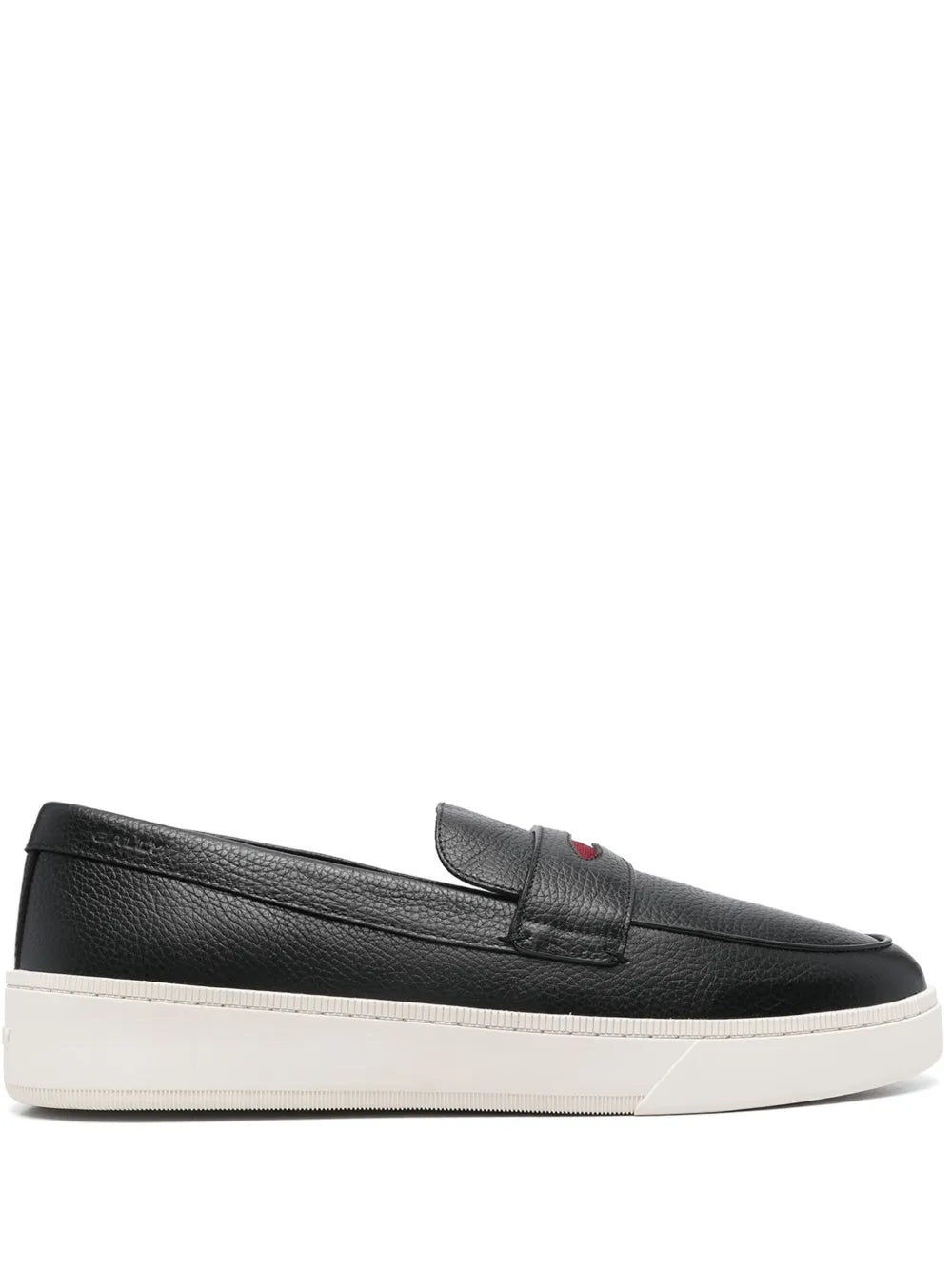 Black Bally slip-on sneakers with embossed logo detail and white rubber sole