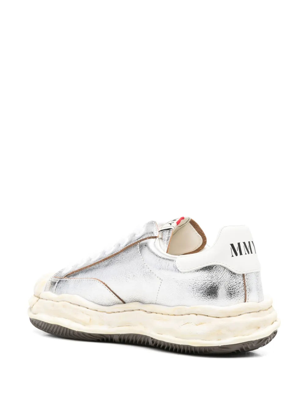 Silver-tone Blakey sneakers with MMH logo on heel tab and off-white sole