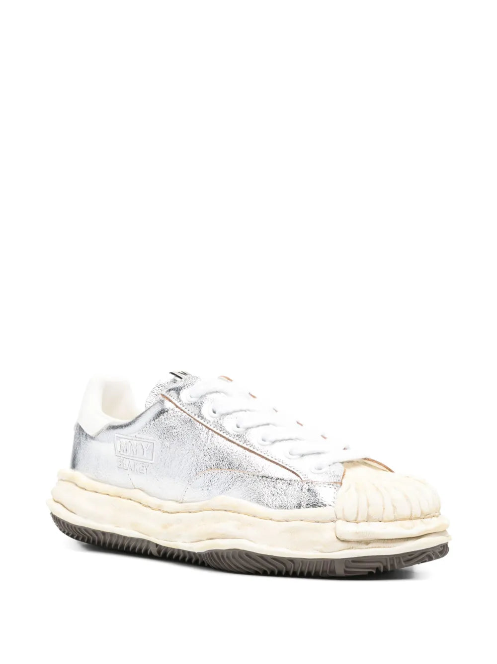 Silver-tone Blakey low-top sneakers with white laces and grippy sole