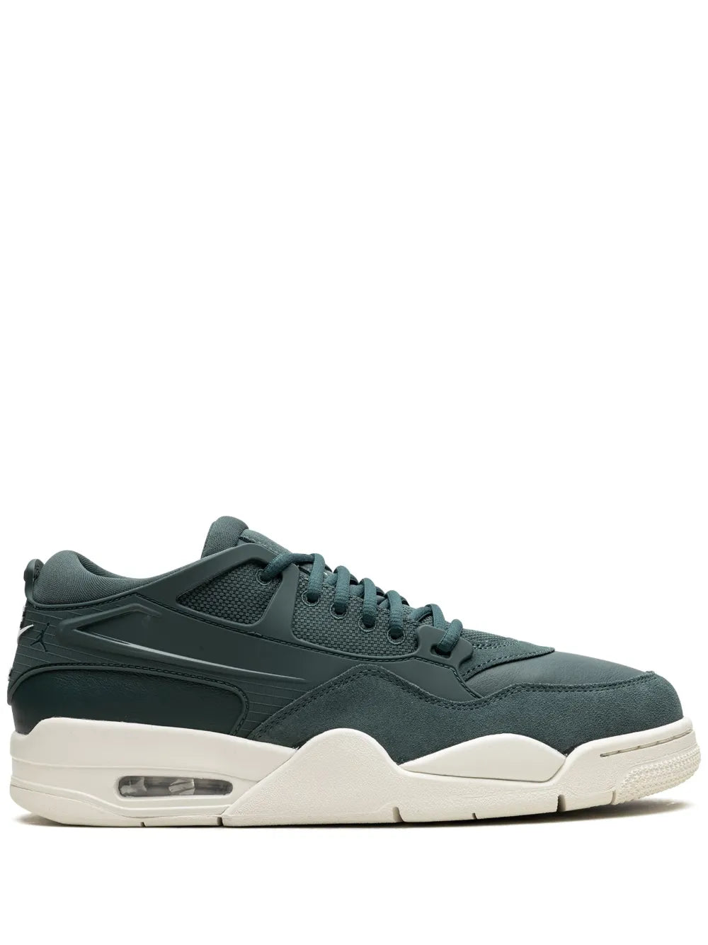 Air Jordan 4RM sneakers in dark green with white midsole and visible Air window