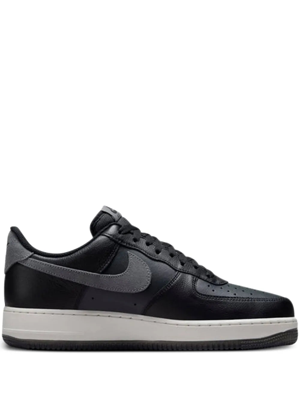 Nike Air Force 1 low-top sneakers, black with smoke-gray accents