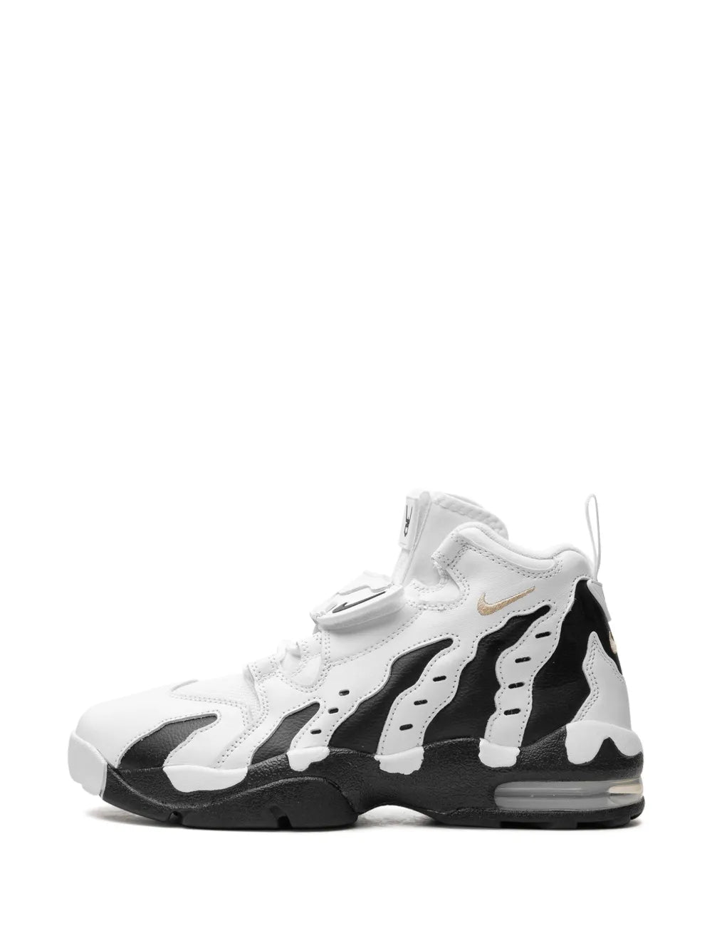 Nike Air Max 96 sneakers, front three-quarter view in white with black accents