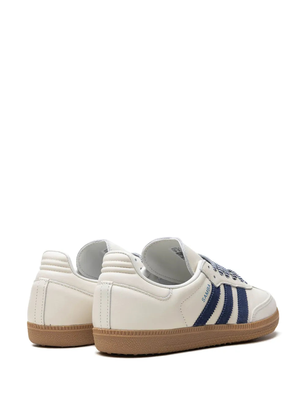 adidas Samba OG sneakers, off-white leather with padded collar and blue stripes